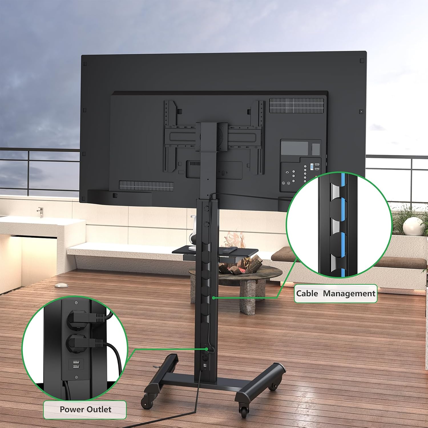 Thumbnail 5 de XTRARM Proton 500 supporto TV mobile con ripiano, prese di corrente e rotazione 90° (32–75"), fino a 40 kg