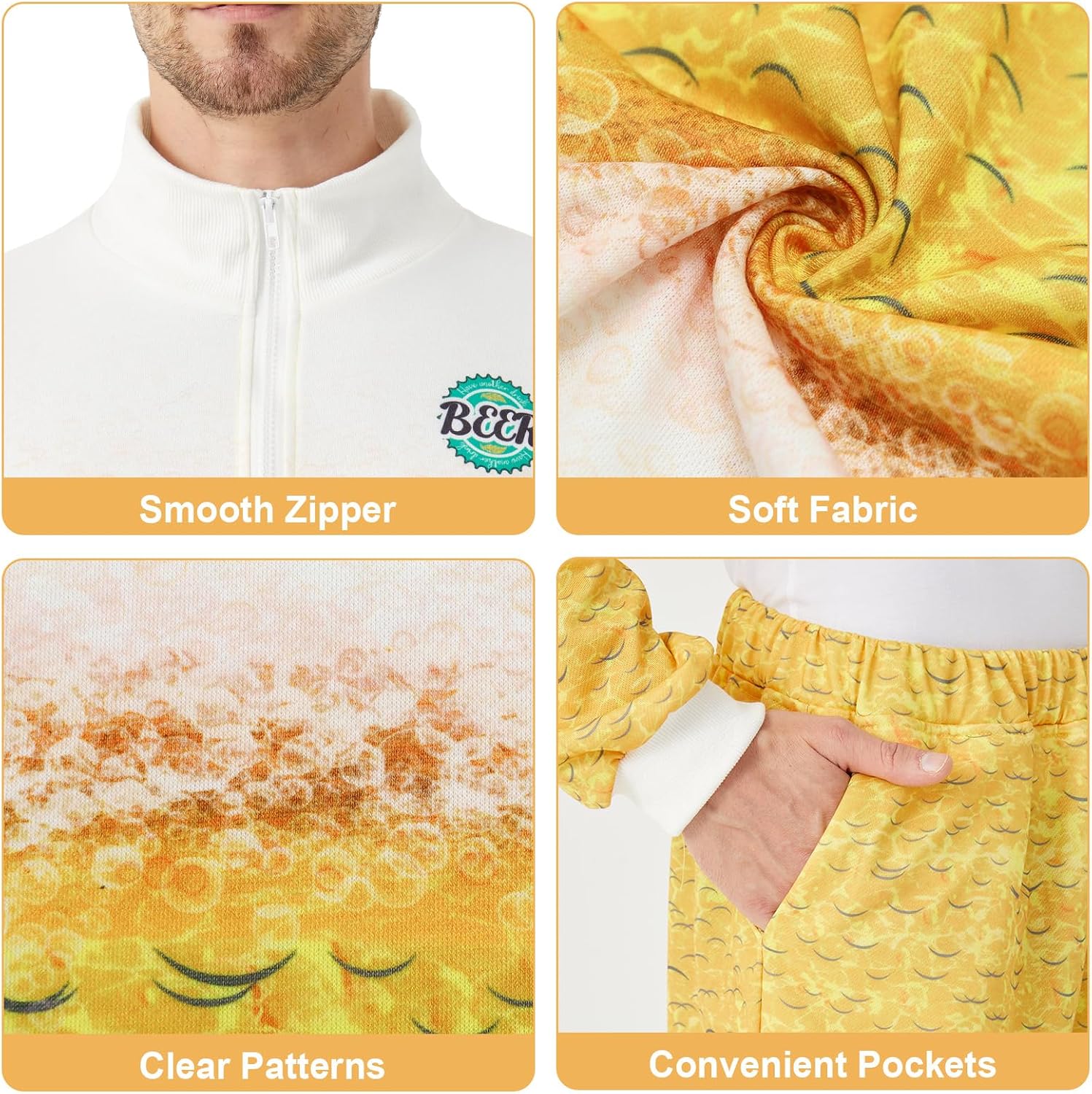 Detalle 2 de Heionia Bier Trainingsanzug Kostüm 100% Polyester 🎭