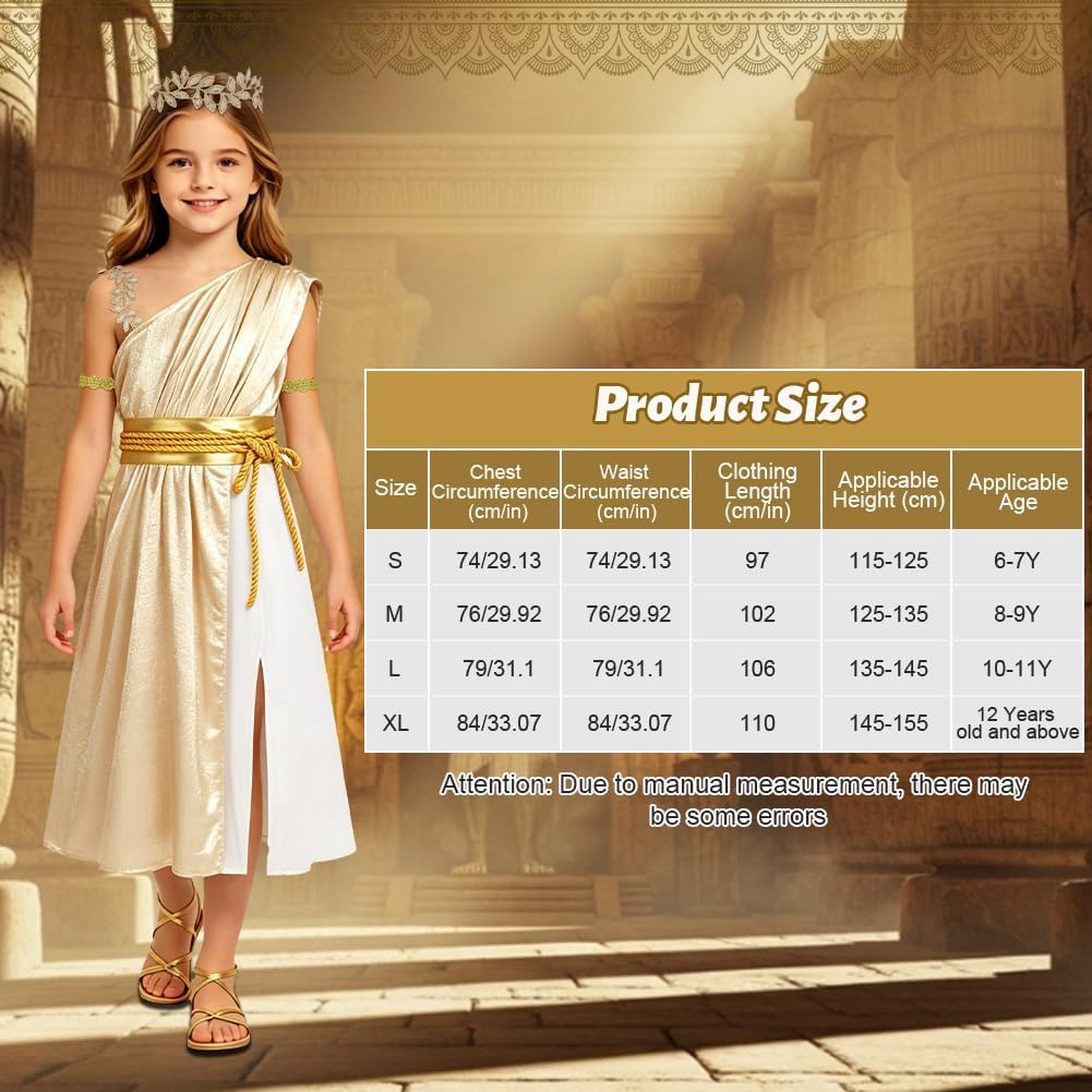 Detalle 2 de Alaoo Egyptisch meisjeskostuum voor Halloween, 6-12 jaar, 100% polyester