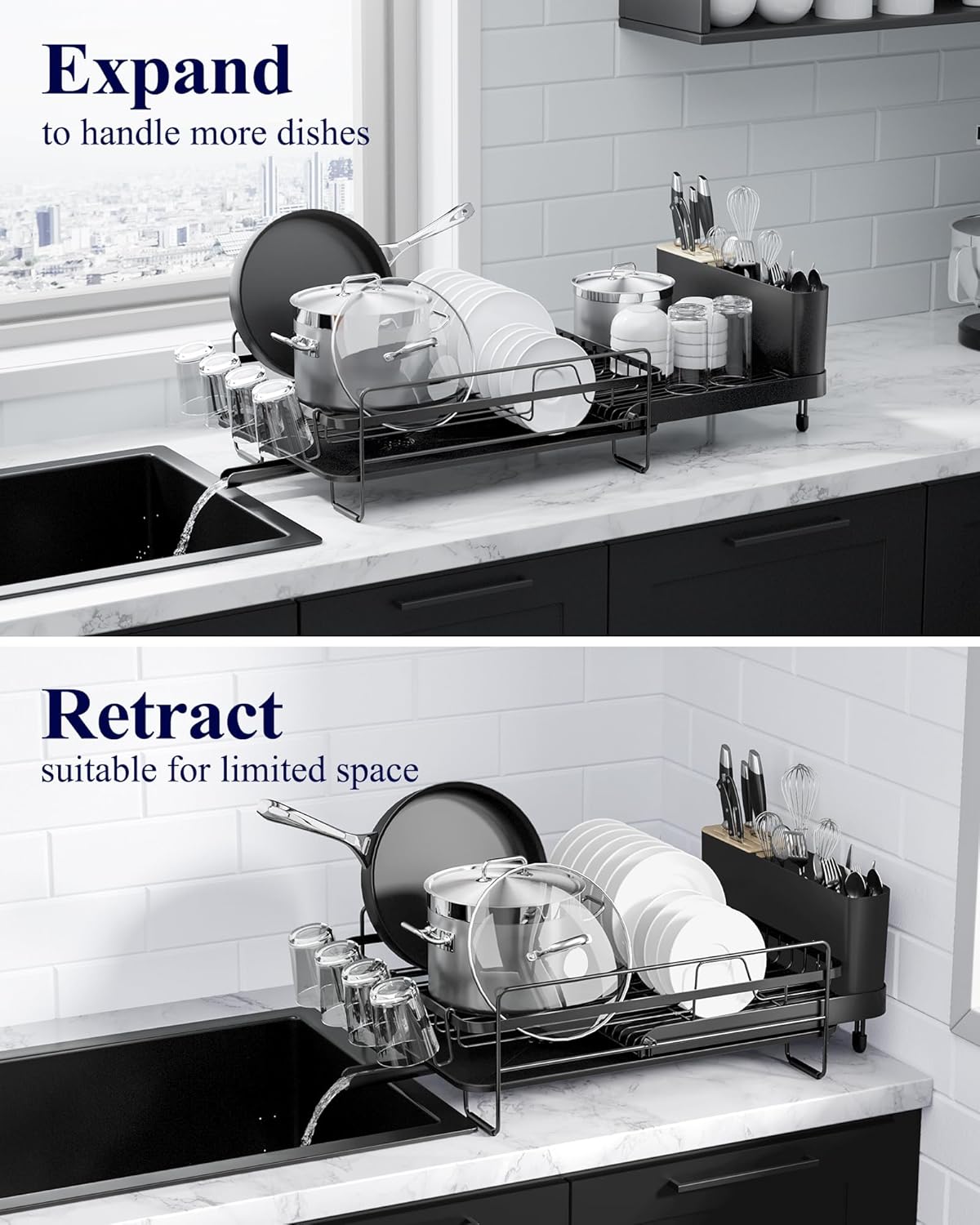 Thumbnail 3 de Kitsure Large Dish Drying Rack Extendable