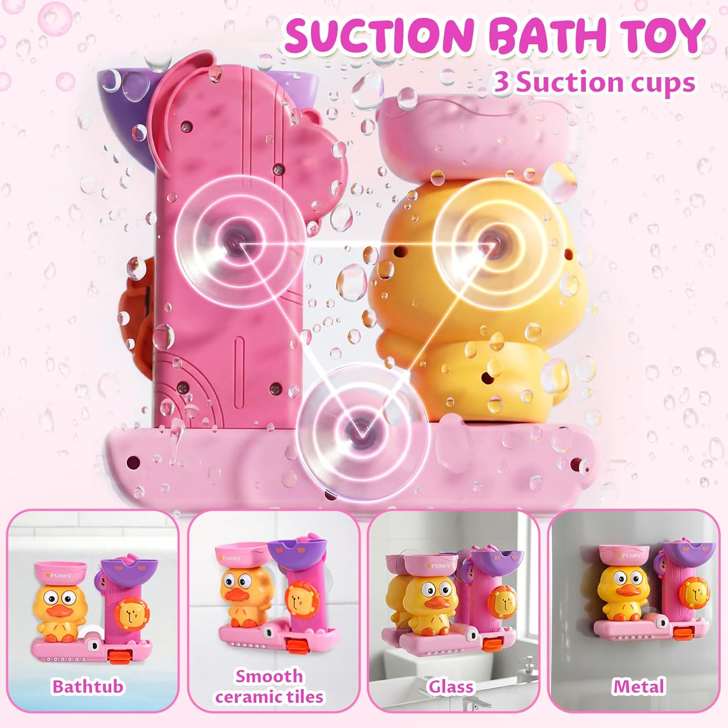 Thumbnail 1 de Baby Bath Toys: Pink Duck Water Play Set for 1–3 Year Olds