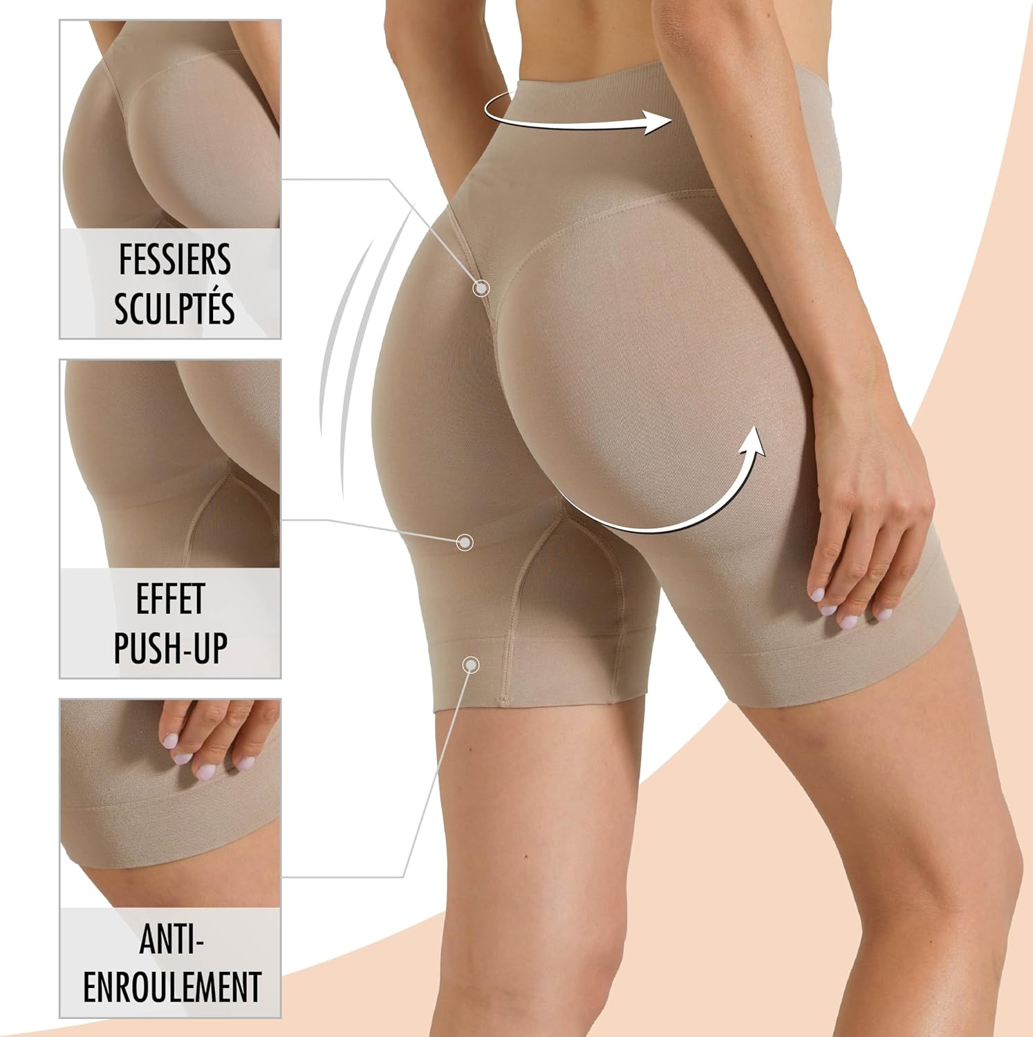 Detalle 2 de Risalti Guaia Modellante Push Up corrigerende damesshort van microvezel, naadloos