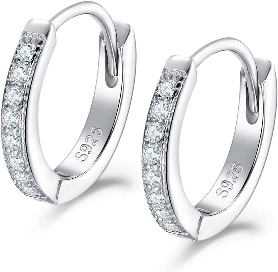 Detalle de Shuxin Creolen Silber Damen Ohrringe, 925 Sterling Silber mit AAA Zirkonia – Durchmesser 13 mm