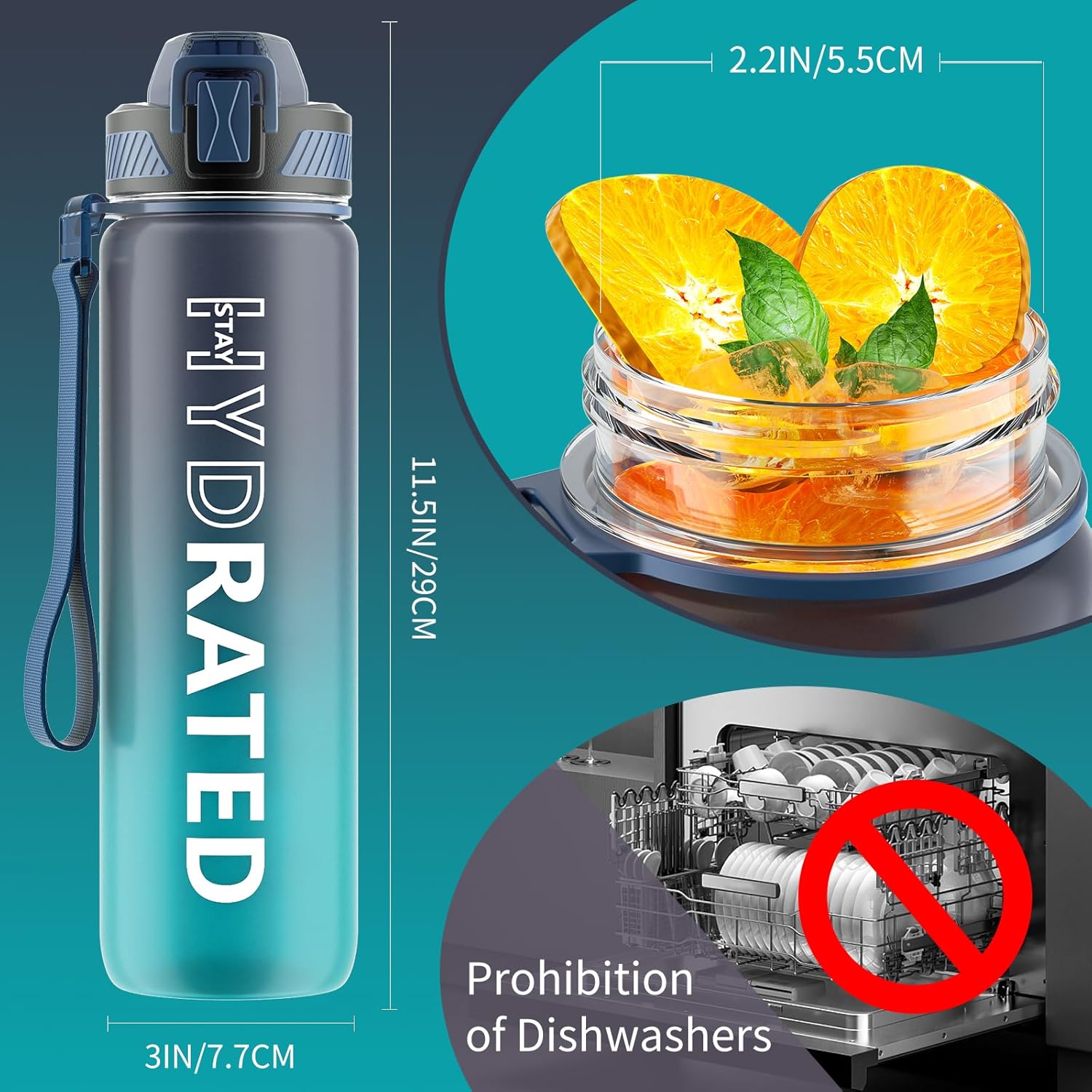 Thumbnail 5 de QLUR Water Bottle 32oz motivational 🥤