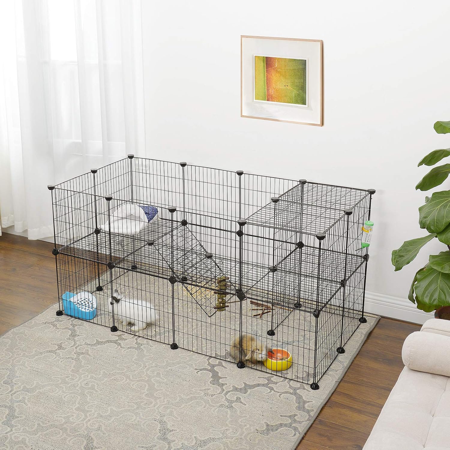 Detalle 2 de SONGMICS LPI02H enclos modulable 143×73×71 cm 🐾