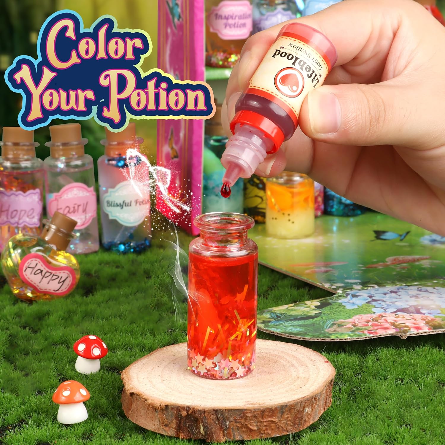 Detalle de wookidel VI-MF002 Fairy Potion Craft Kit with 20 Bottles and Display Case