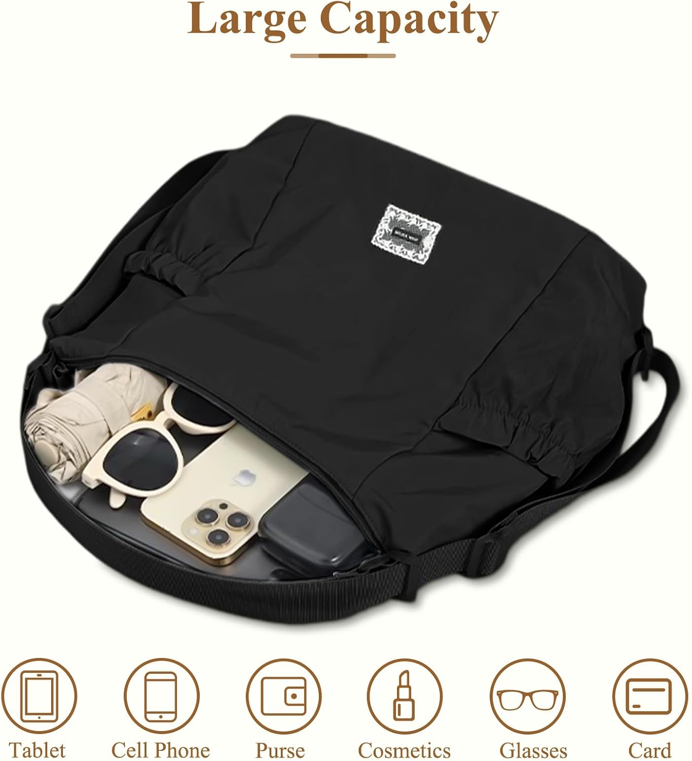 Detalle de Mabecol Borsa Donna Zaino 2 in 1 – tote da spalla trasformabile in zaino (Nero)