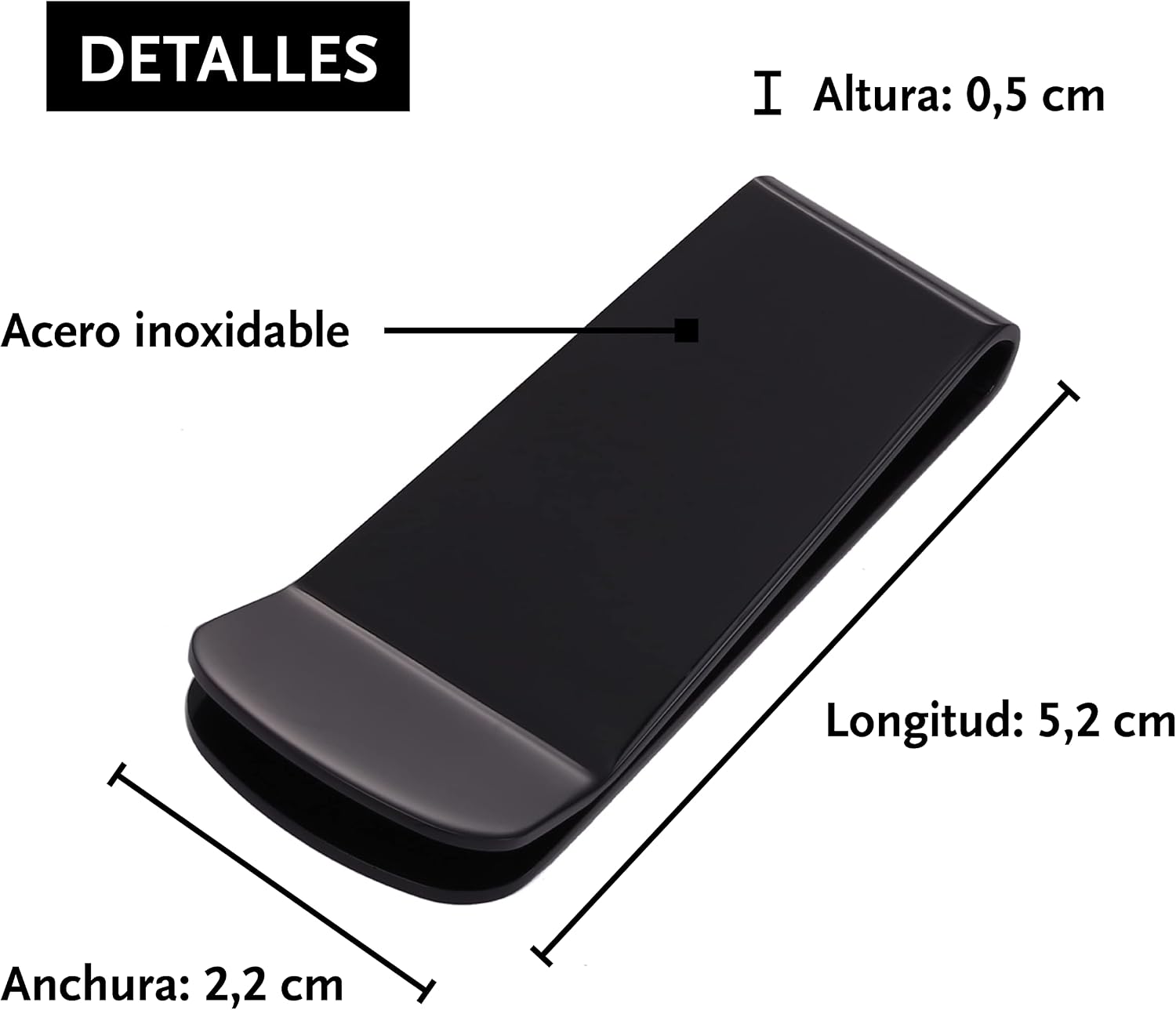 Detalle 2 de DonDon Clip del Dinero Pinzas para Billetes Negro