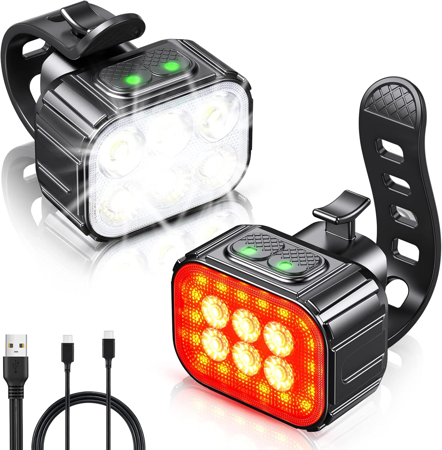 Detalle de CIRYCASE Bike Lights Set USB Rechargeable 2️⃣