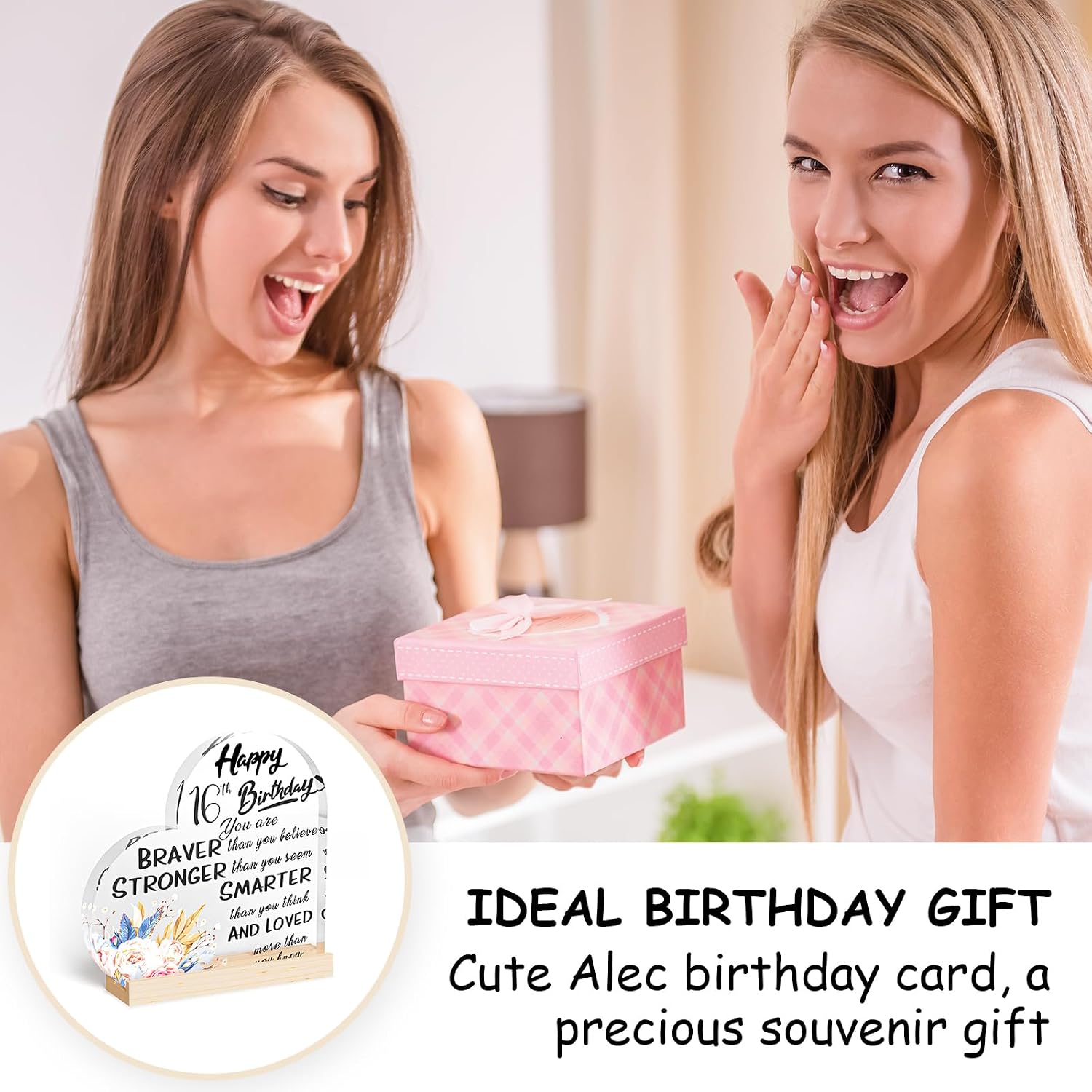 Thumbnail 6 de SZXYCZL 16th Birthday Heart-Shaped Acrylic Plaque with Wooden Stand