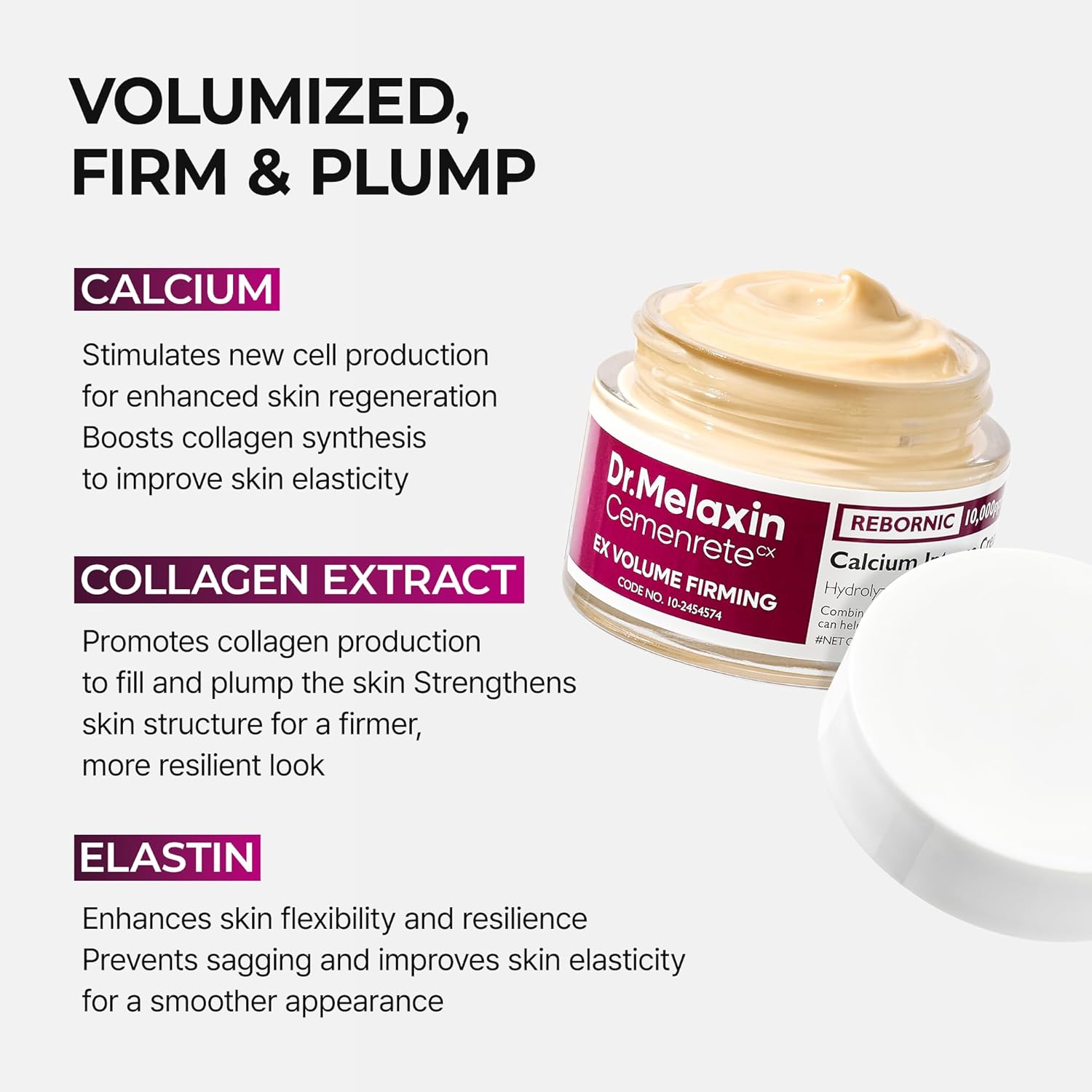 Thumbnail 4 de Dr.Melaxin Calcium Intense Firming Cream with Collagen & Elastin (1.69 fl. oz) — lifting & plumping face cream