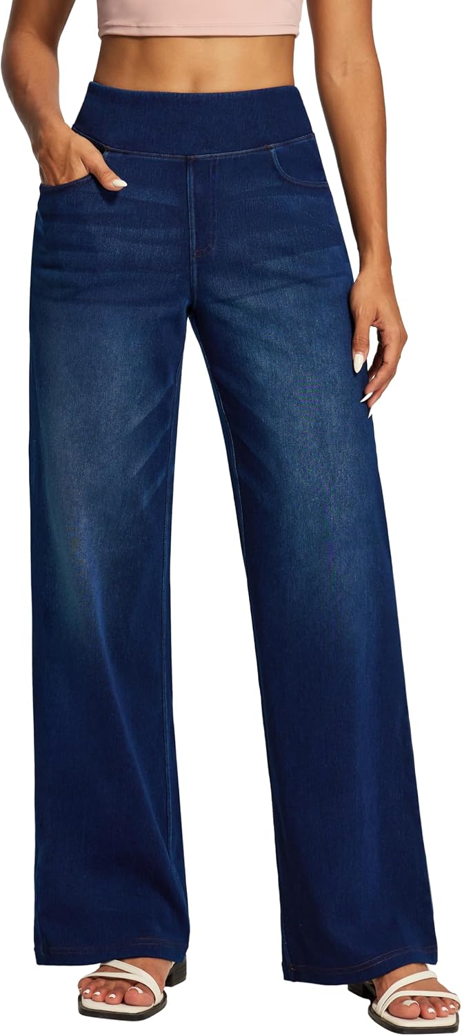 Detalle 2 de IUGA Women's Wide-Leg Jeans, High Waist, Casual Straight