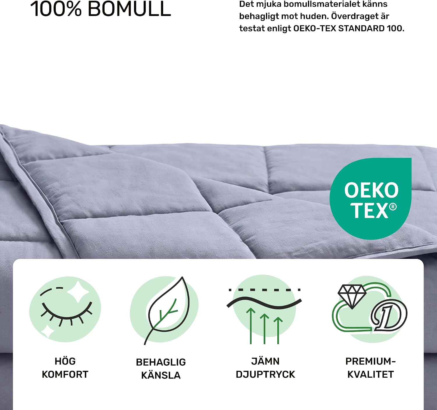 Detalle de Dailydream DD11WBKParents_BE terapeutisk tyngdfilt, 4,5 kg, 135 × 200 cm, grå