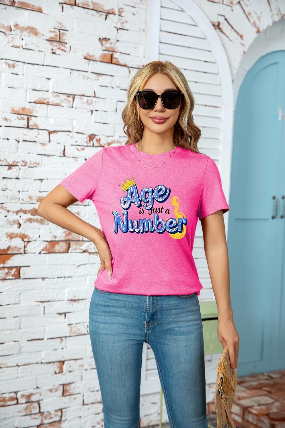 Thumbnail 3 de Women Cute Print Crewneck Birthday Tee