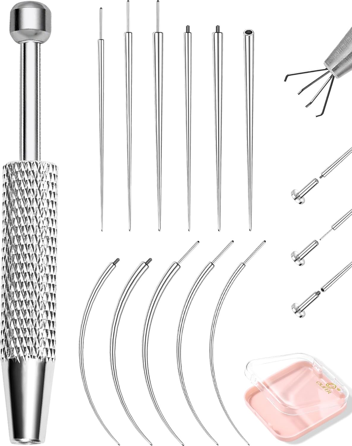 OUFER Ensemble Pinces Piercing Acier 16G 18G