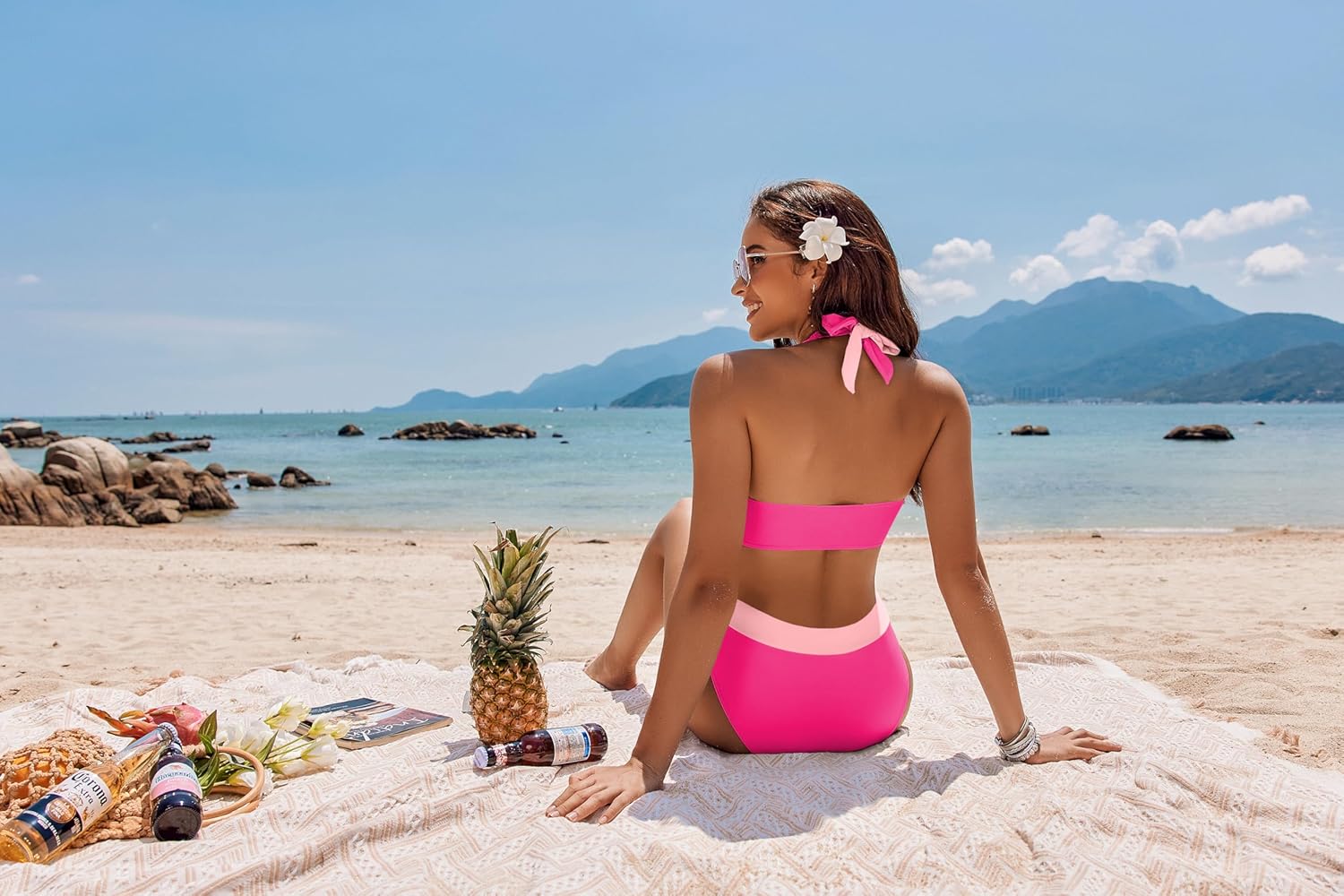 Thumbnail 4 de AI'MAGE Ensemble bikini taille haute pour femme – contrôle du ventre, maillot deux pièces 2025