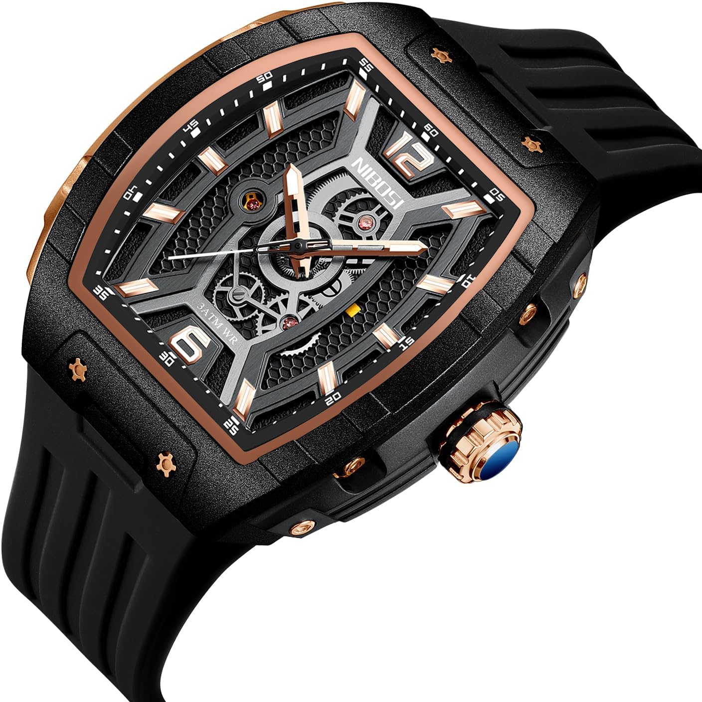 Thumbnail 1 de NIBOSI Orologio da uomo quadrato: stile, quarzo giapponese e resistenza 3 ATM