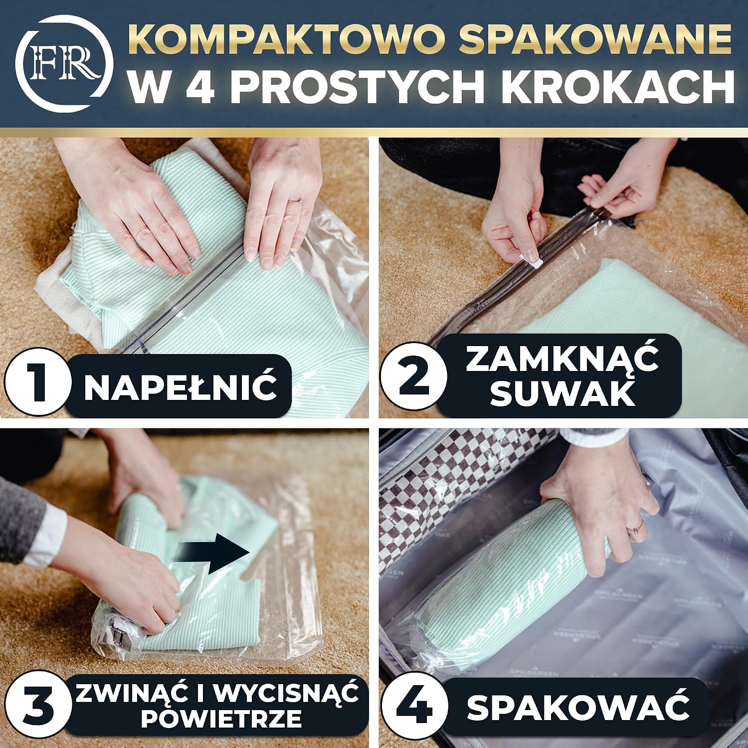 Detalle 1 de FR FiRiO FR-VB-C-L – worki próżniowe L 70 × 50 cm, 8 szt., do rolowania