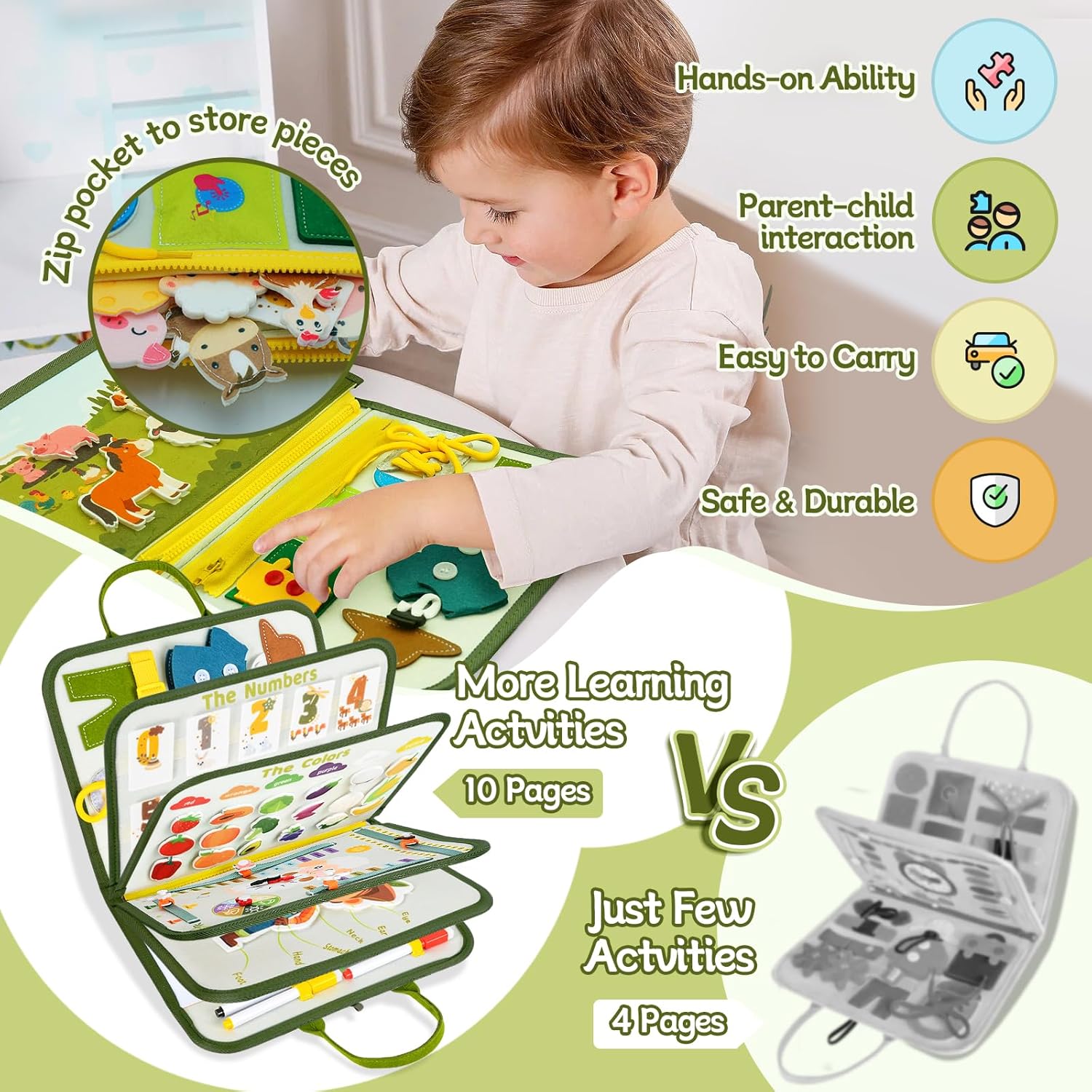 Thumbnail 5 de Almaxi Busy Board Montessori 10 in 1 per bambini 1–4 anni