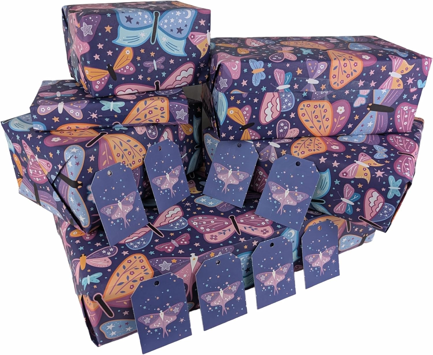 Thumbnail 6 de Sky Blue Wrapping Paper Sheets x 5 with Tags