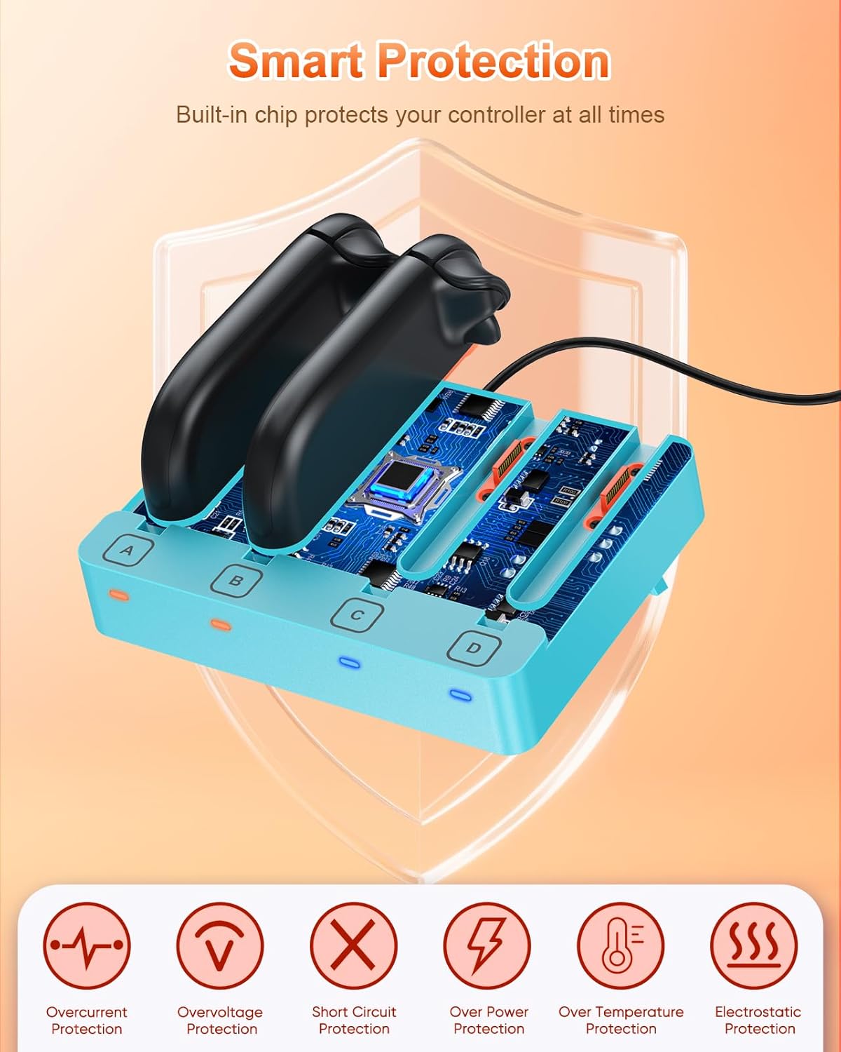 Thumbnail 5 de Switch JoyCon charger dock 4 ports, Blue