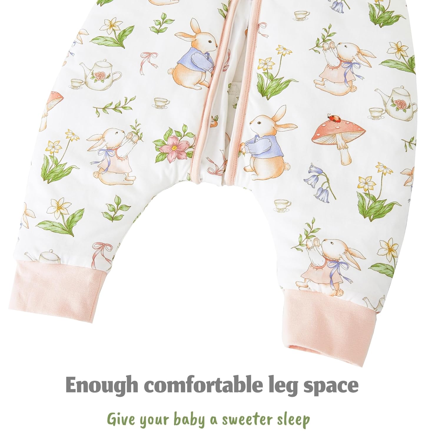 Detalle 2 de Chilsuessy 2er-Set Baby-Schlafsack mit Füßen 2,5 Tog (80–100 cm) – Bär & Kaninchen