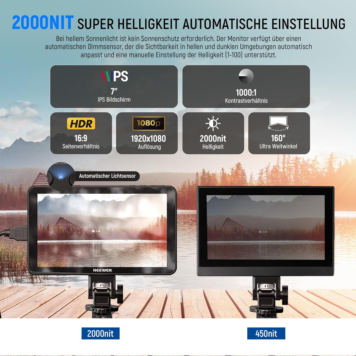 Thumbnail 1 de NEEWER F700 7" Kamera Feld Monitor 2000 nit