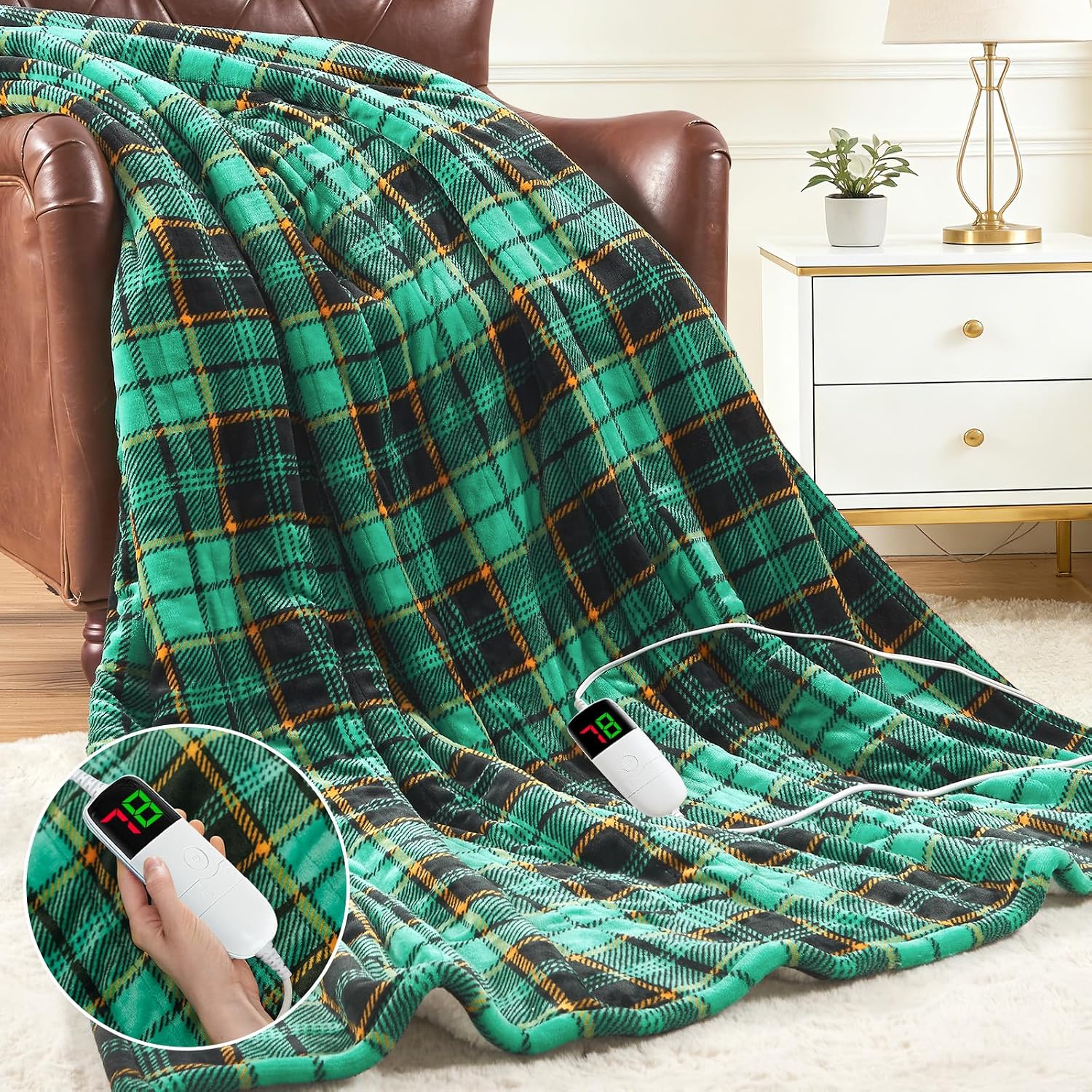 Detalle de Black Heated Blanket Twin 62x84, 10 Heat Levels
