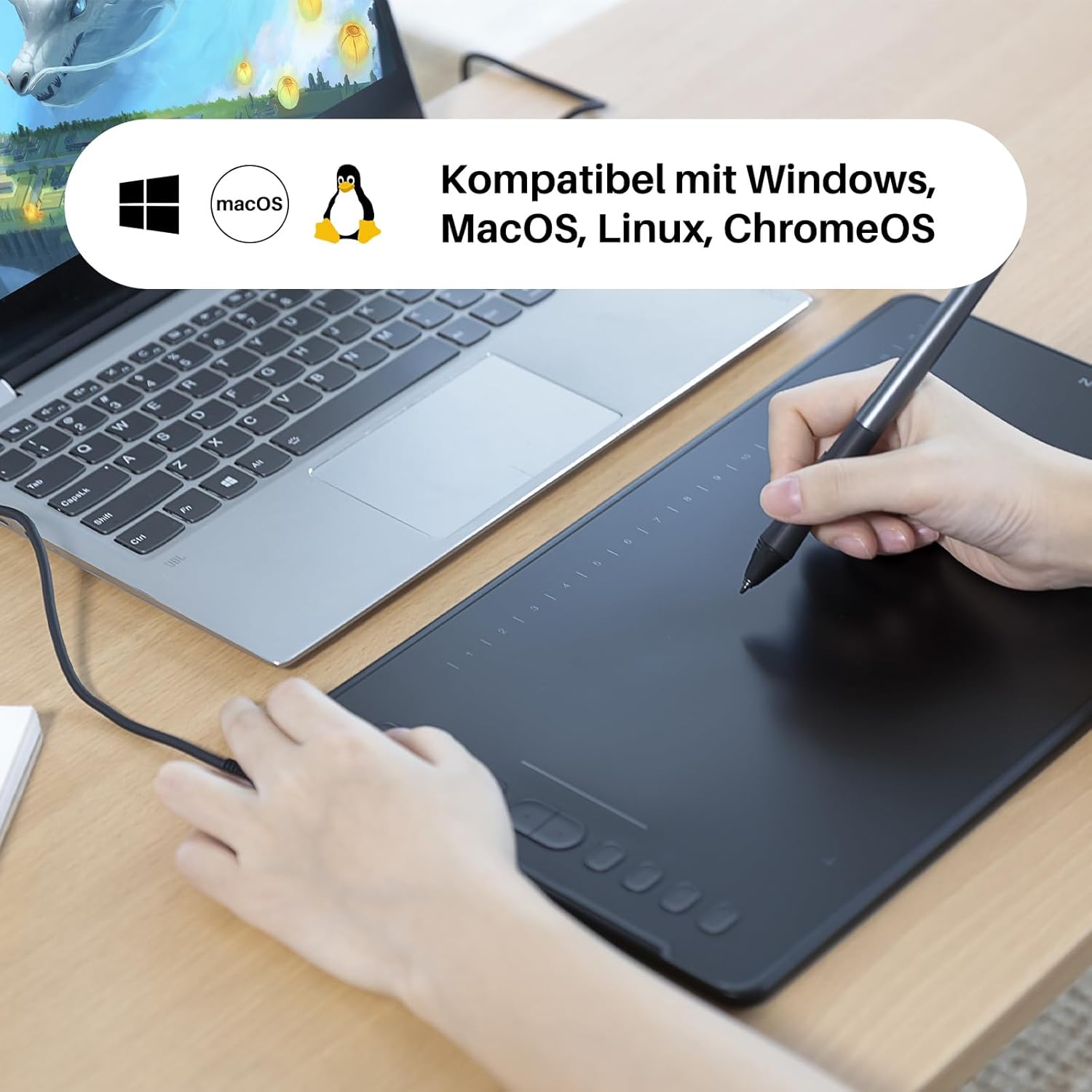 Thumbnail 4 de HUION Inspiroy H1161 Grafiktablett (11 x 6 Zoll) mit 10 Express-Tasten und Touch-Strip