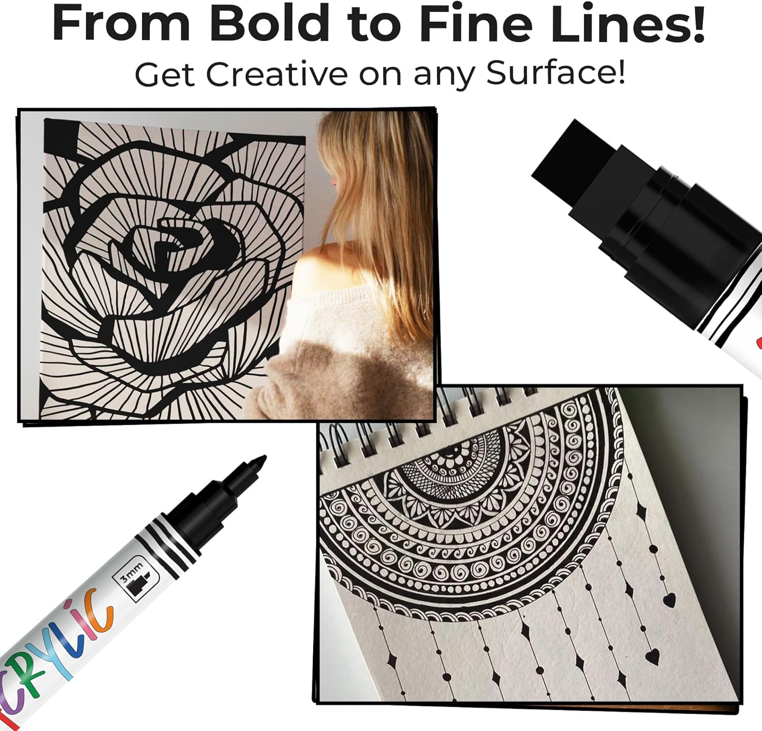 Thumbnail 4 de Chalkola 5 Acrylic Black Paint Pen 15mm