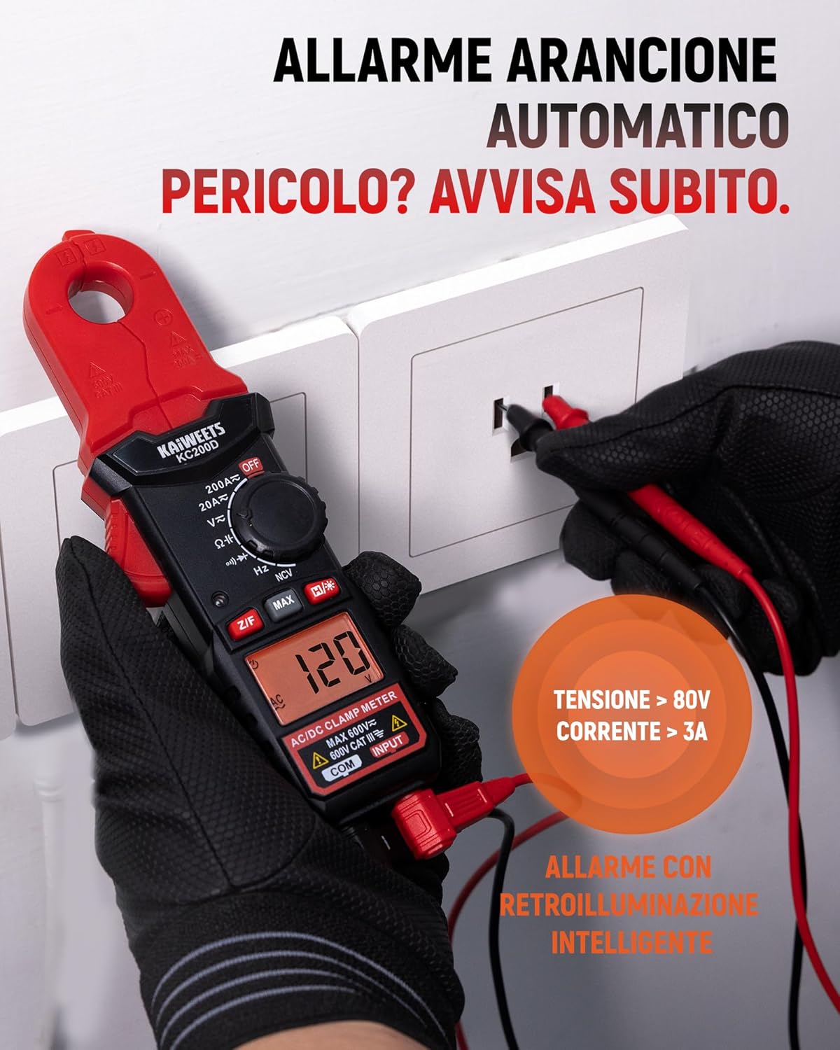 Thumbnail 5 de KAIWEETS KC200D mini pinza amperometrica digitale True RMS con NCV