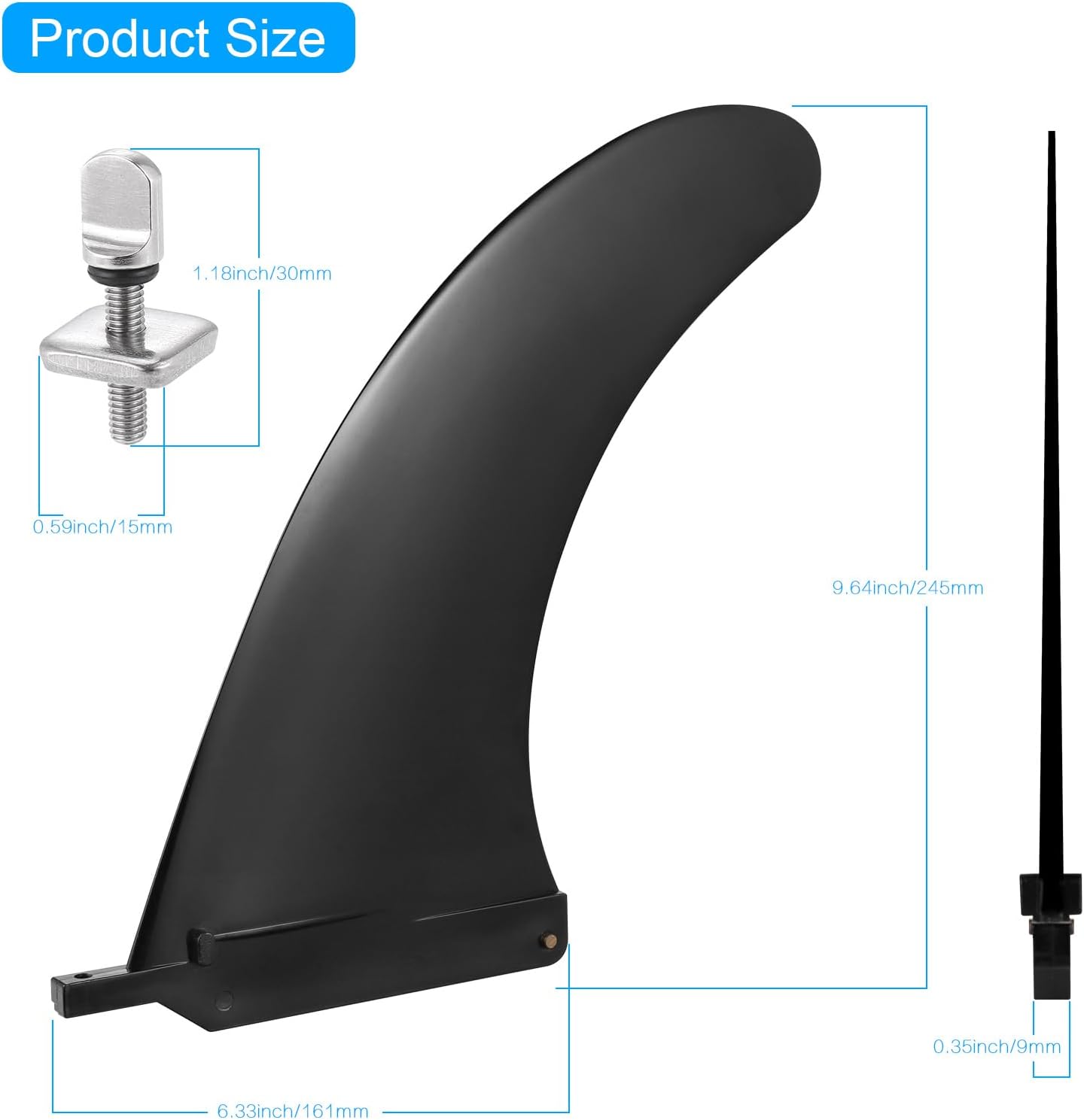 Detalle de Zocipro 2 Stück SUP-Finnen, 9 Zoll – Abziehbare Surfbrettfinnen aus glasfaserverstärktem Nylon, inkl. Schrauben
