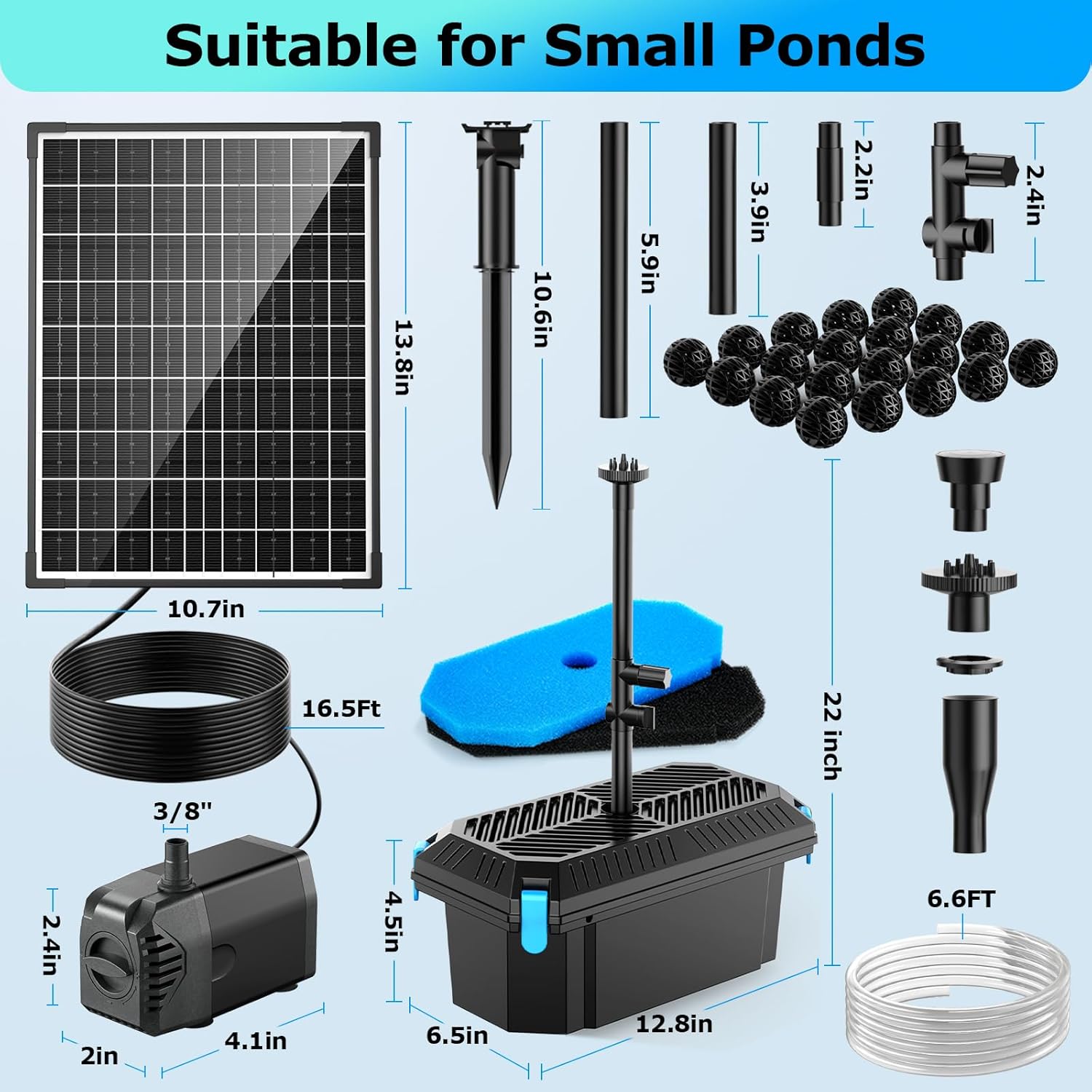 Thumbnail 6 de POPOSOAP 20W Solar Pond Filter with Fountain Pump