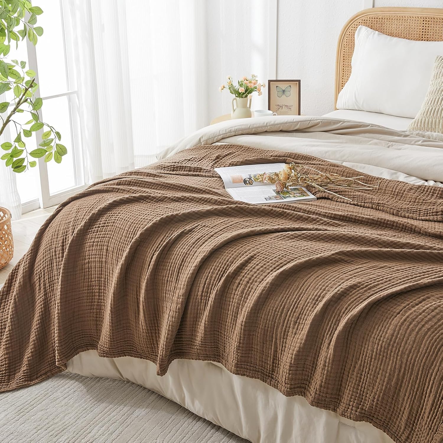 Thumbnail 4 de EMME Cotton Throw Blanket, 100% Muslin, 150 x 200cm – Breathable, Soft and Lightweight