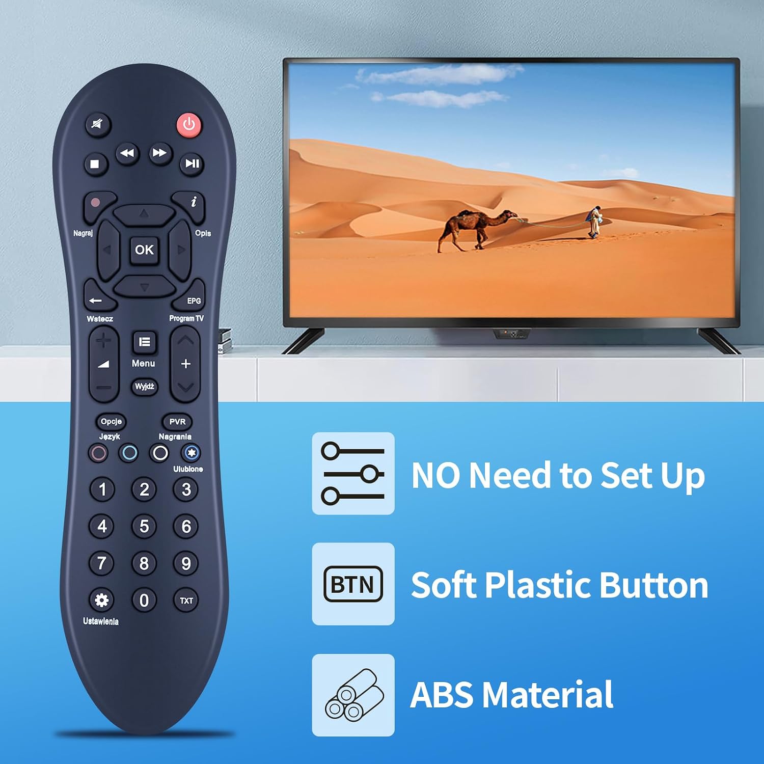 Detalle de TCNOUMT Replacement Remote for Pilot Cyfrowy Polsat EvoBox HD7000/HD3000/HD5000/HD2000/HD6000/HD1000