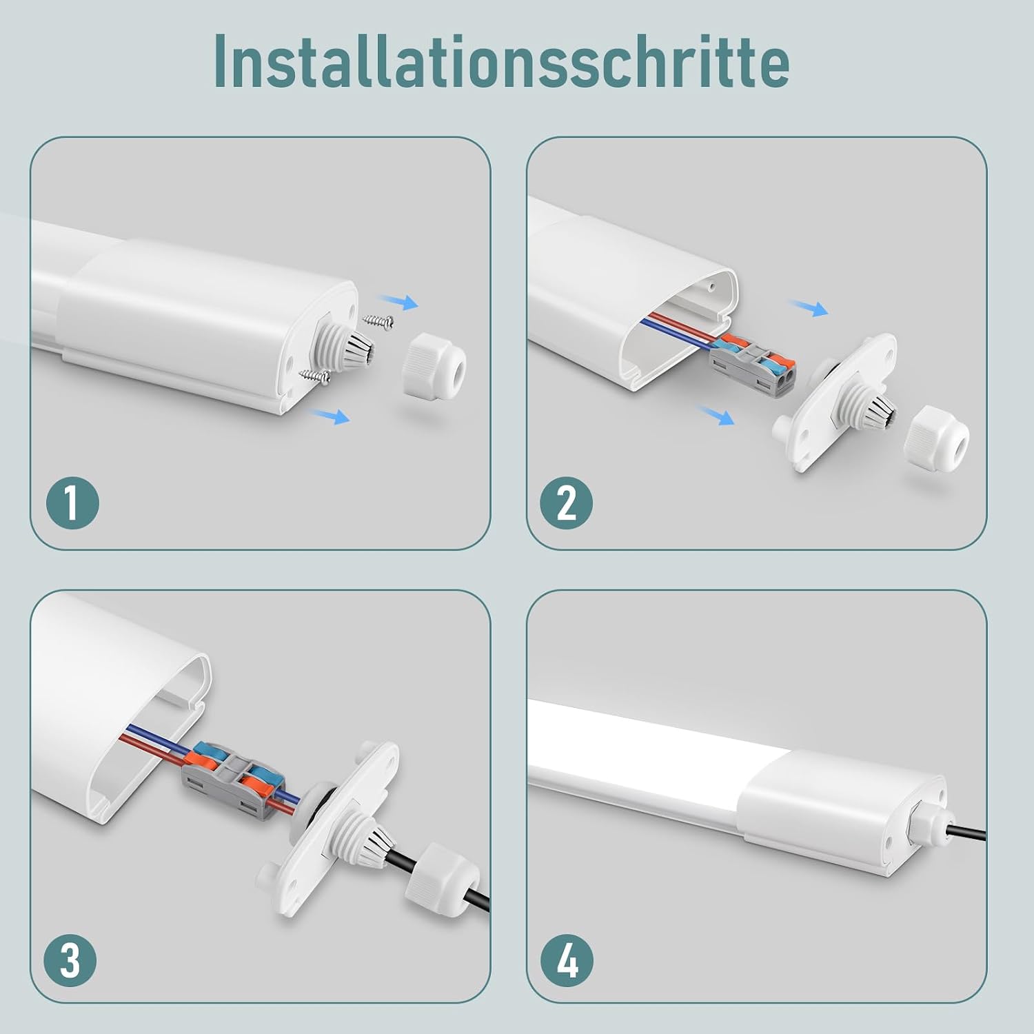 Thumbnail 6 de IEGLED 2er Pack LED Feuchtraumleuchte 120 cm – 36 W, 4000 lm, IP65
