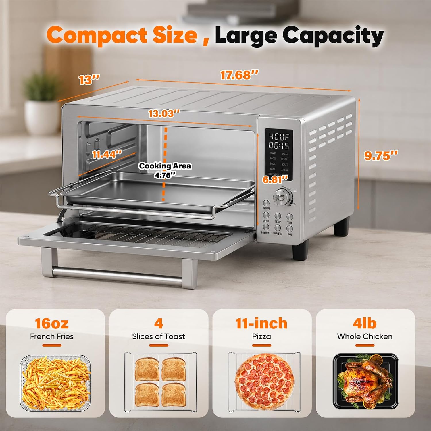 Detalle 2 de Nuwave Bravo Pro 21 Qt Air Fryer Toaster Oven