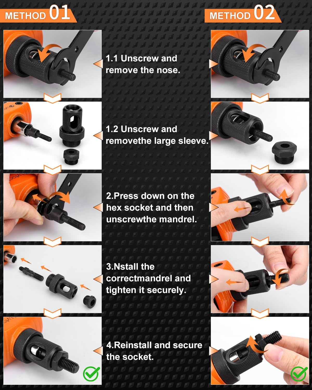 Detalle de Lytool Rivnut Tool Kit 13" – Hand Rivet Nut Setter with 70 Rivet Nuts (M3 to M12) & 7 Mandrels