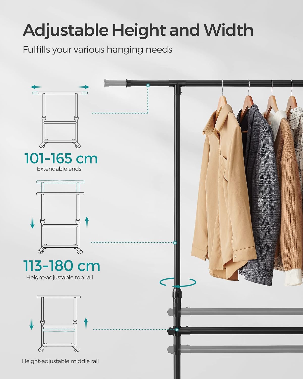 Thumbnail 4 de SONGMICS LLR401B01 portant à vêtements 180 cm