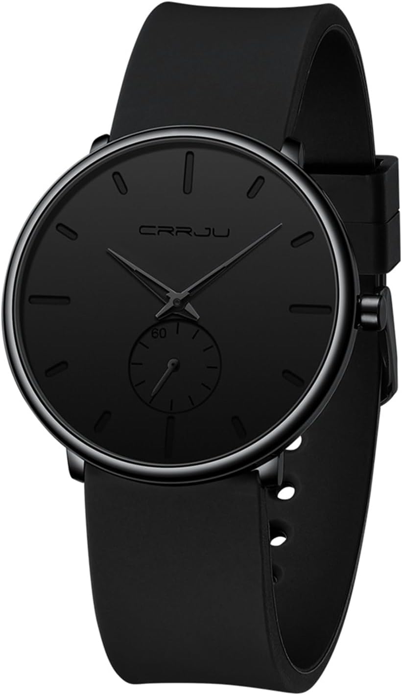 Detalle de CRRJU Herren Uhr mit Silikonarmband – ultradünn, minimalistisch und zuverlässig