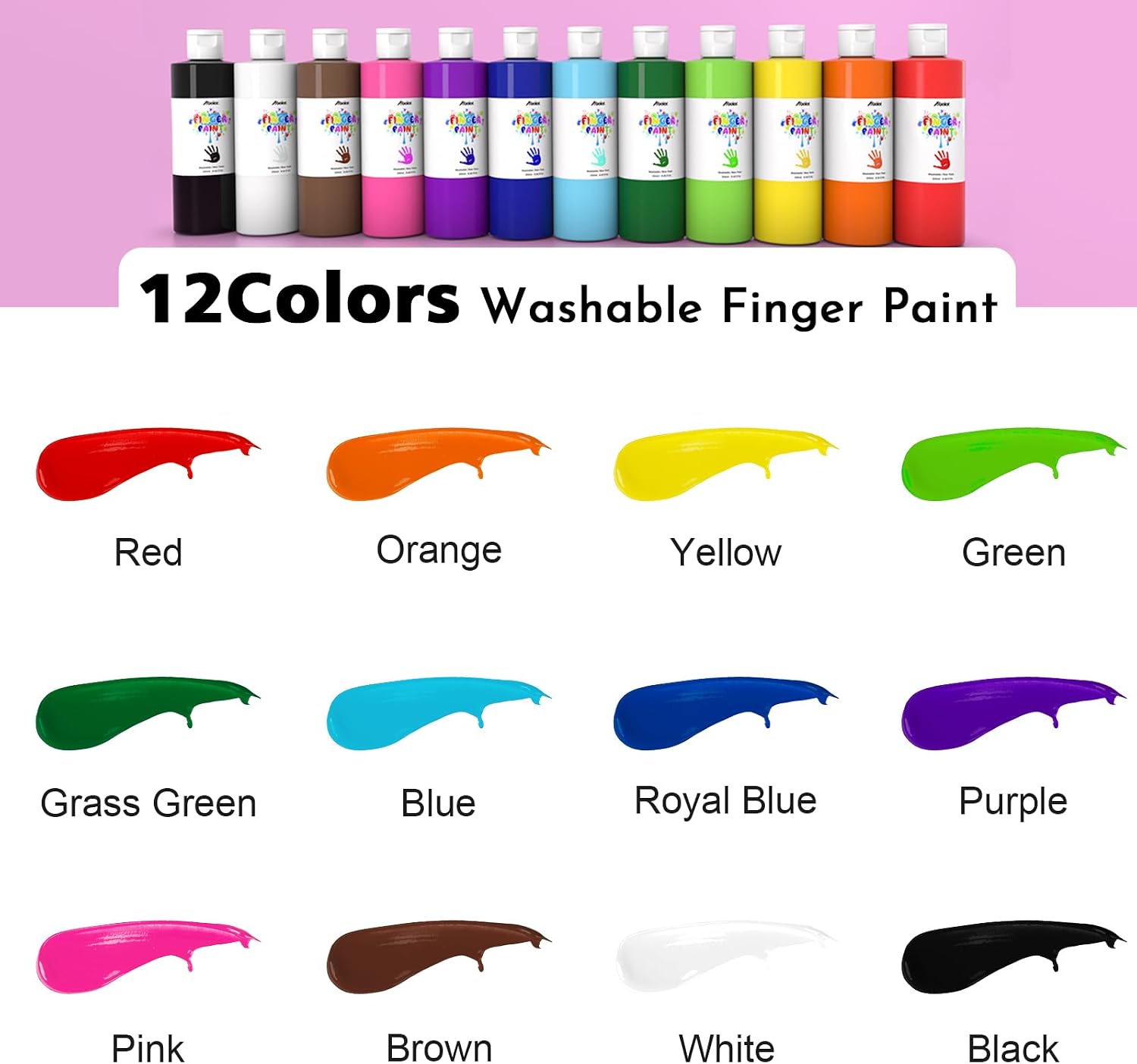 Thumbnail 1 de ABEIER Fingerfarben Kinder Ungiftig 12 × 250 ml – Waschbar, Abwaschbar, Für Kindergarten und Schule