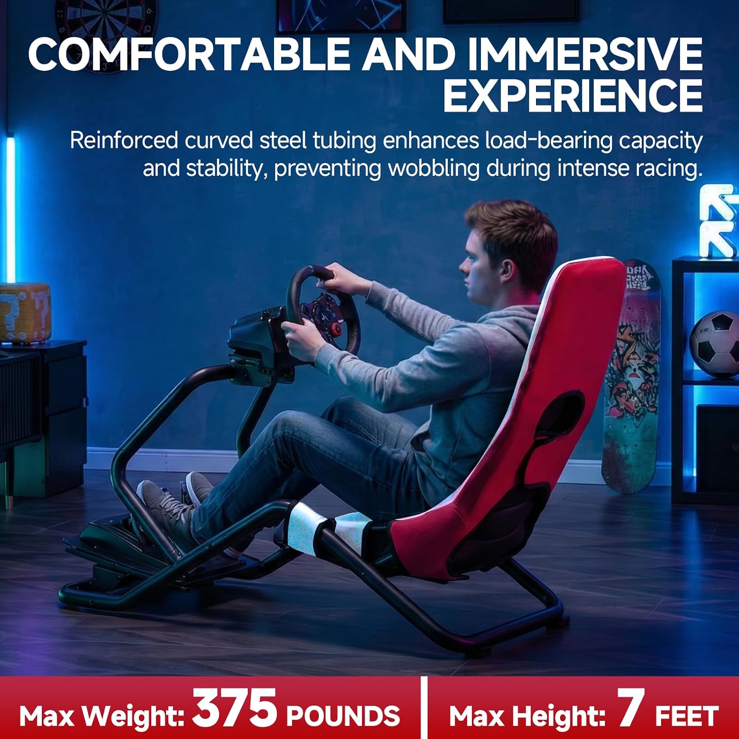 Detalle 1 de GTPLAYER GTS06-PRO Foldable Racing Cockpit, Adjustable Red Simulator Seat