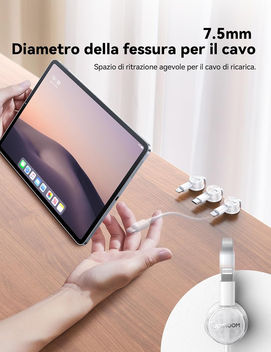 Detalle 2 de JOYROOM 9 organizer magnetico per cavi trasparente