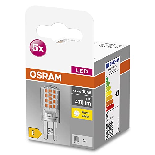 Detalle 2 de OSRAM Lampadina LED Star PIN G9 (2700 K) – 5 pezzi, vetro trasparente, 470 lm, sostituisce 40 W