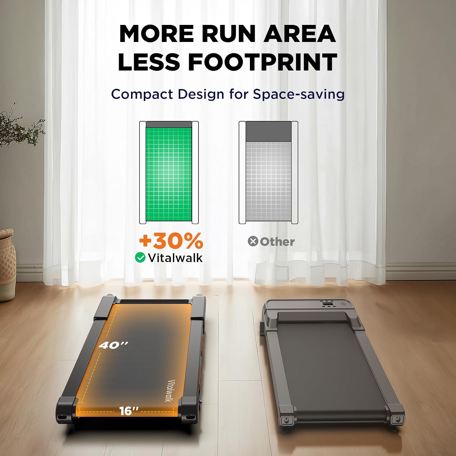 Detalle 2 de Vitalwalk Walking Pad, 15% Auto Incline