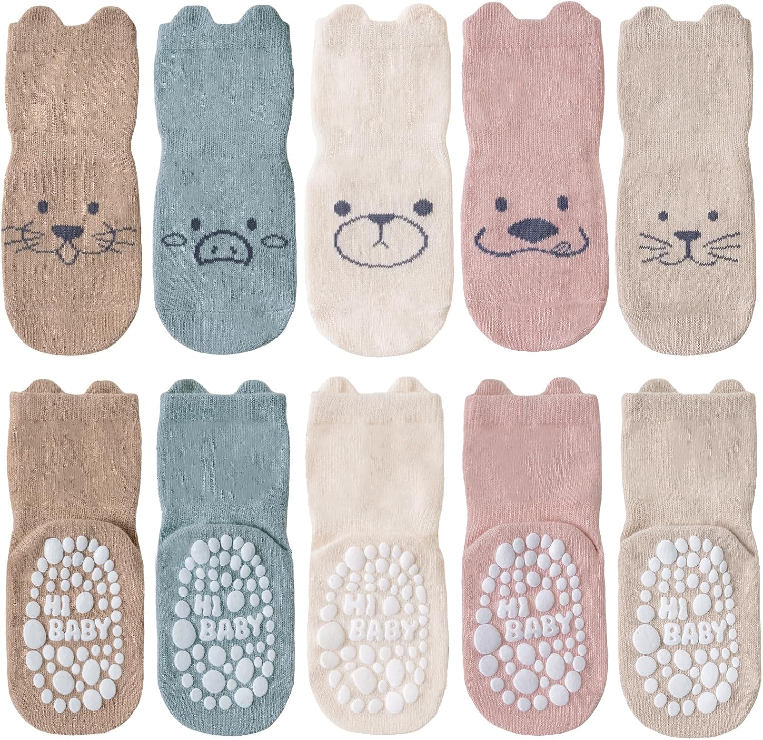 Detalle de SockWaddles Stoppersocken Kinder Baby – 5 Paar Antirutsch-Socken aus Baumwolle mit ABS-Griffen