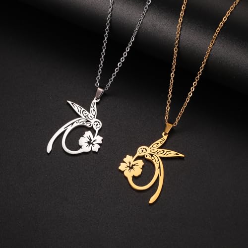 Detalle 2 de Dreamtimes Collar colgante Colibrí Cardenal con flor (oro) para mujeres