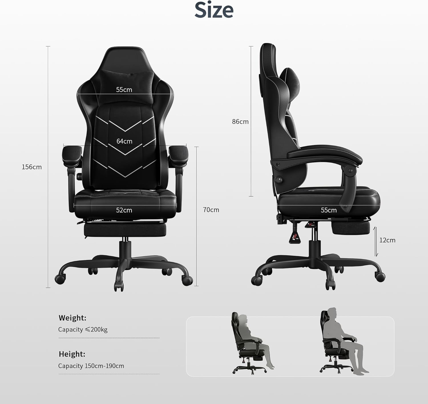 Thumbnail 2 de JUMMICO Sedia da Ufficio Ergonomica con Supporto Lombare Dinamico e Poggiapiedi: comfort prolungato per home office