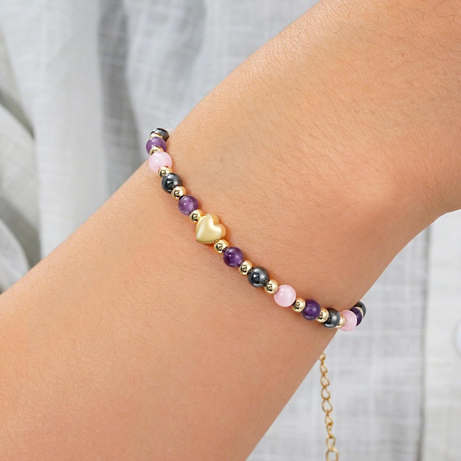 Detalle de Lydow Crystal Bracelet in Natural Stone