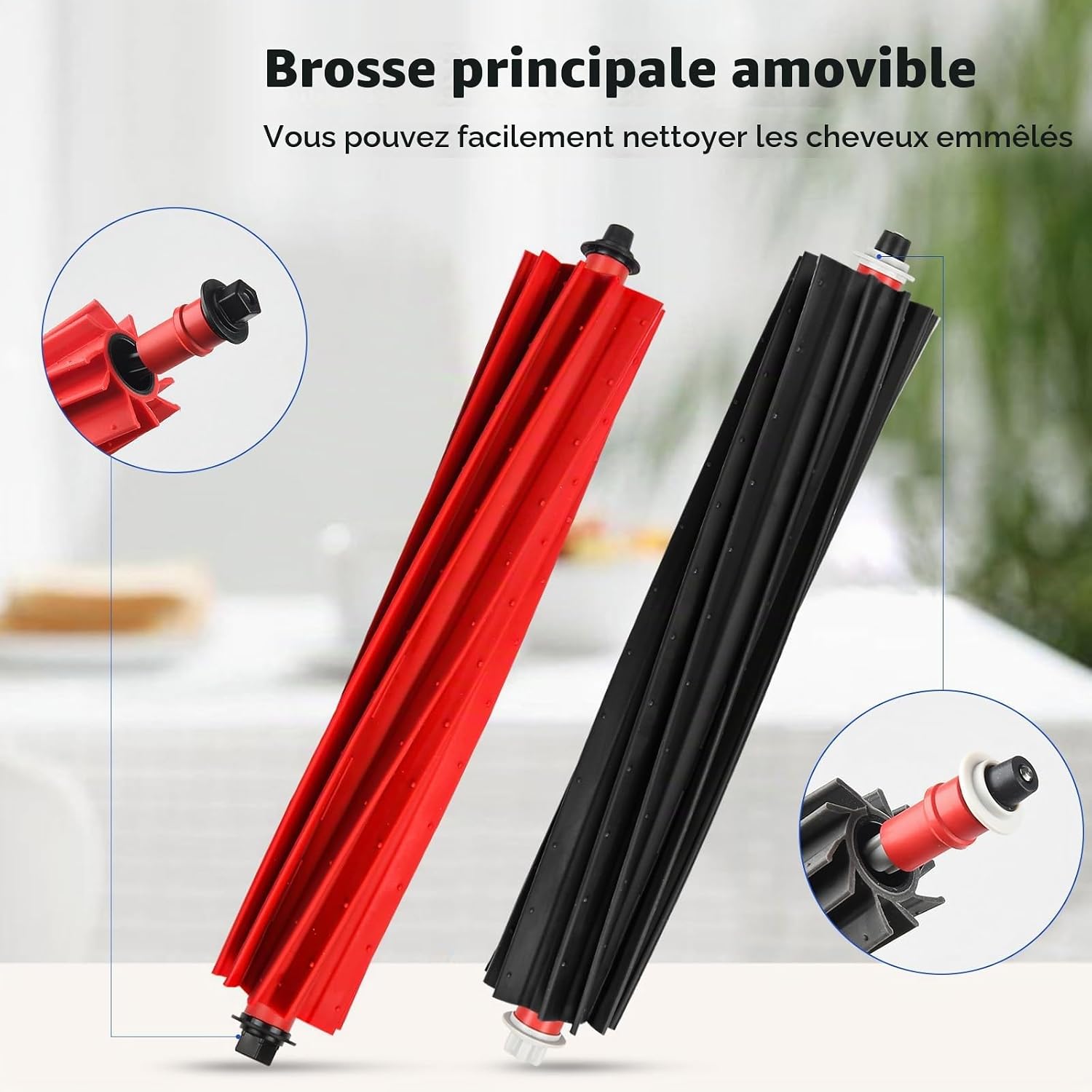 Detalle de Alloytool S8 MaxV dubbele hoofdborstels van rubber voor Roborock